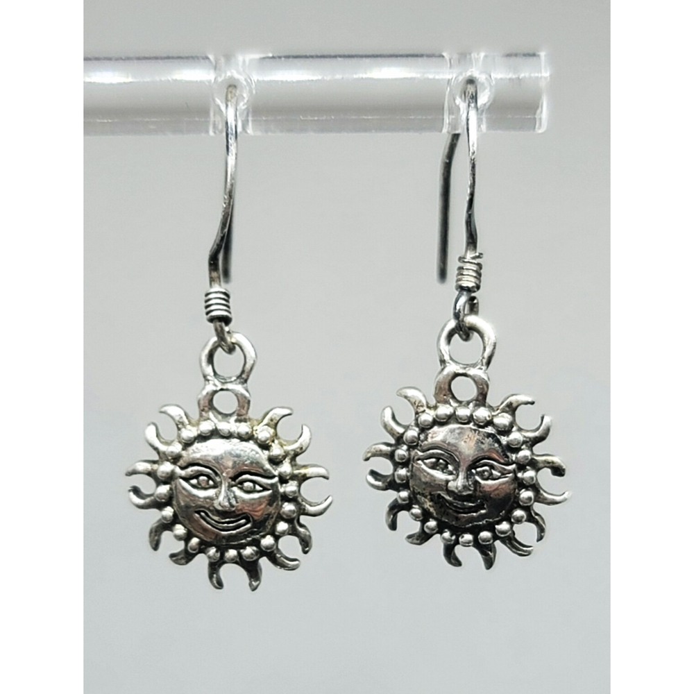 Sterling Silver Smiling Sun Wire Earrings